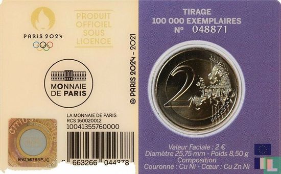 Frankrijk 2 euro 2021 (paarse coincard) "2024 Summer Olympics in Paris" - Afbeelding 2