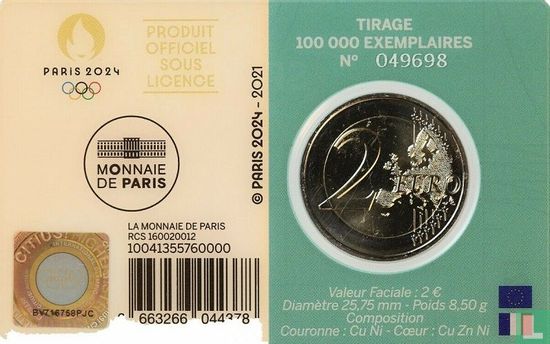Frankrijk 2 euro 2021 (groene coincard) "2024 Summer Olympics in Paris" - Afbeelding 2