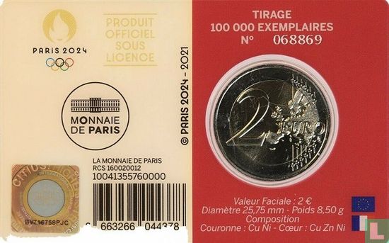 France 2 euro 2021 (red coincard) "2024 Summer Olympics in Paris" - Image 2