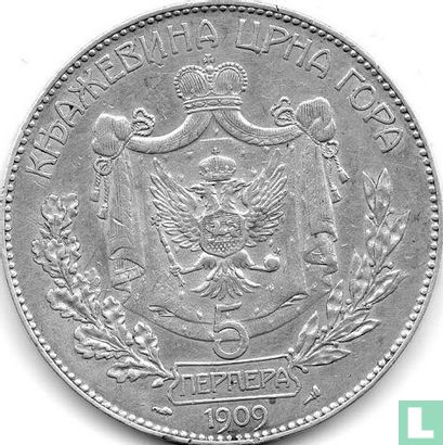 Monténégro 5 perpera 1909 - Image 1