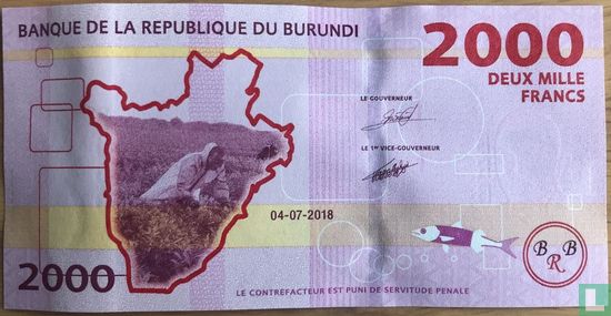 Burundi 2.000 Francs  - Afbeelding 1