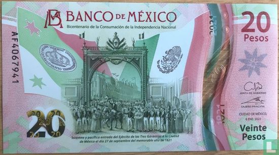 Mexico 20 Pesos (1-2021, signatures: Galia Borja Gómez & Alejandro Alegre Rabiela) - Image 1
