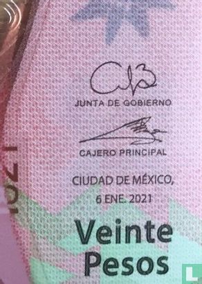 Mexico 20 Pesos (1-2021, signatures: Galia Borja Gómez & Alejandro Alegre Rabiela) - Image 3