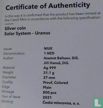 Niue 1 Dollar 2021 (PP) "Solar system - Uranus" - Bild 3