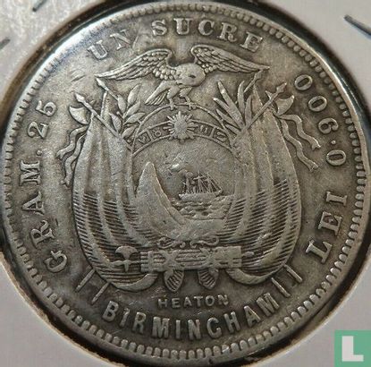 Ecuador 1 sucre 1884 - Image 2
