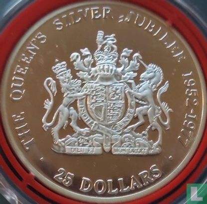 Îles Caïmans 25 dollars 1977 (BE) "25th anniversary Accession of Queen Elizabeth II" - Image 2