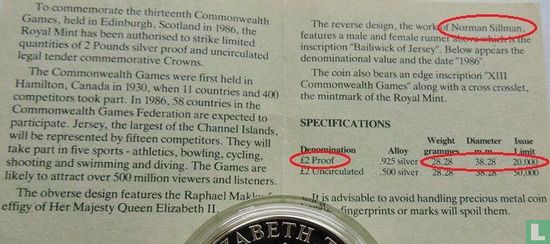 Jersey 2 pounds 1986 (PROOF) "XIII Commonwealth Games in Edinburgh" - Afbeelding 3