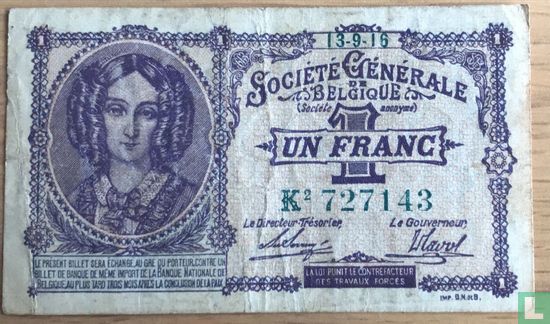 Belgium 1 Franc 1916 - Image 1