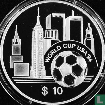 États des Caraïbes orientales 10 dollars 1994 (BE) "Football World Cup in USA" - Image 2
