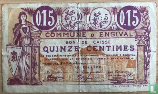 Ensival 15 Centimes 1914 - Image 2