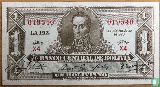 Bolivia 1 Boliviano 1928 - Image 1