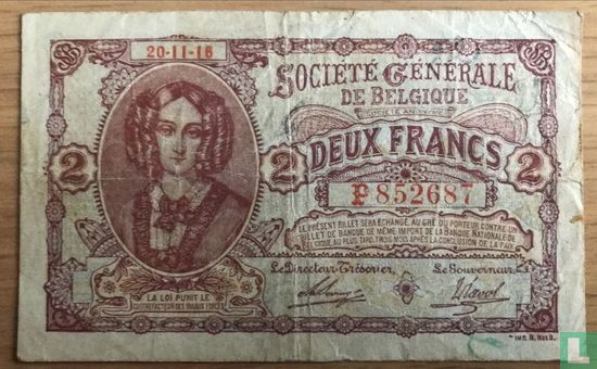 Belgium 2 Francs - Image 1