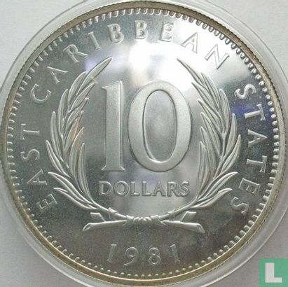 East Caribbean States 10 dollars 1981 (silver) "FAO - World Food Day" - Image 1