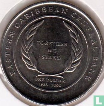 East Caribbean States 1 dollar 2008 "25th anniversary Central Bank" - Image 1