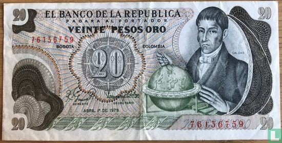 Kolumbien 20 Pesos Oro 1979 - Bild 1