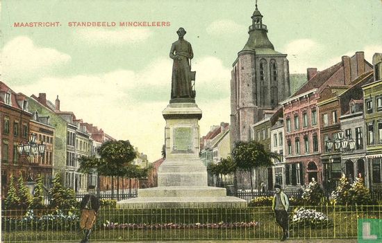 Maastricht Boschstraat met standbeeld Minckeleerse en St Mathiaskerk - Image 1