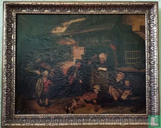 Antiek olieverfschilderij, Brits XVIII AC gesigneerd H. Ebbince - Afbeelding 1