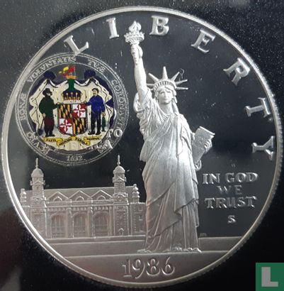États-Unis 1 dollar 1986 (BE - coloré) "Centenary of the Statue of Liberty - Maryland" - Image 1