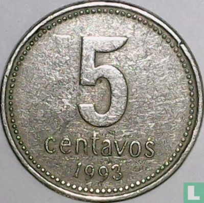 Argentina 5 centavos 1993 (copper-nickel - type 1) - Image 1