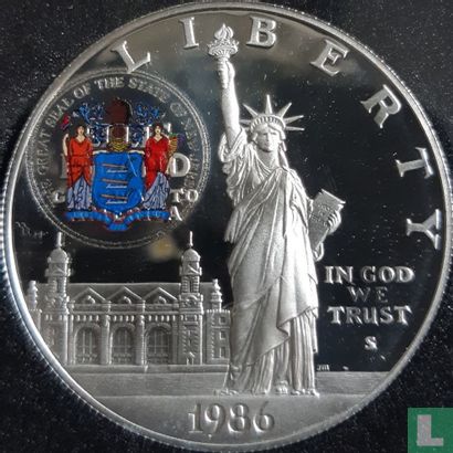 États-Unis 1 dollar 1986 (BE - coloré) "Centenary of the Statue of Liberty - New Jersey" - Image 1