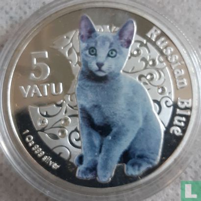 Vanuatu 5 vatu 2015 "Cats of the world - Russian blue" - Afbeelding 2