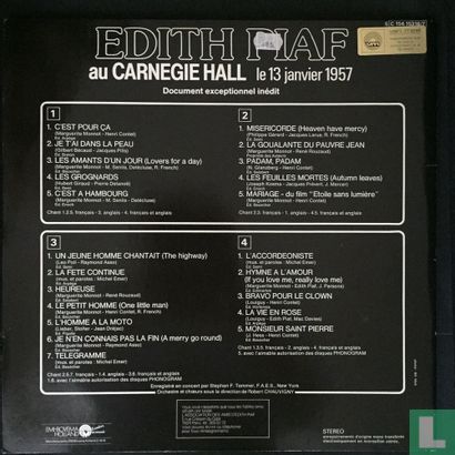 Edith Piaf At Carnegie Hall 13th January 1957 - Bild 2