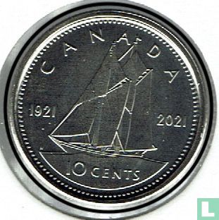 Canada 10 cents 2021 (kleurloos - type 2) "100th anniversary of Bluenose" - Afbeelding 1