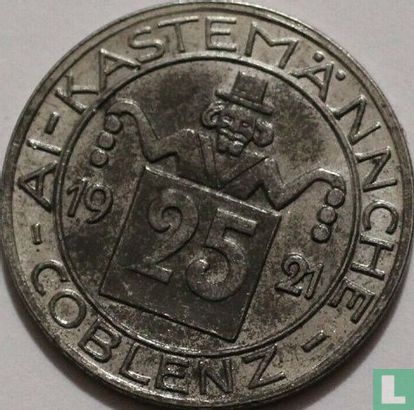 Coblenz 25 pfennig 1921 (medal alignment) "Johann Joseph von Görres" - Image 1