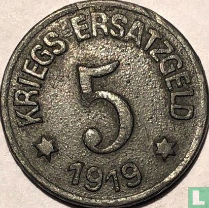 Krefeld 5 pfennig 1919 (zink) - Afbeelding 1