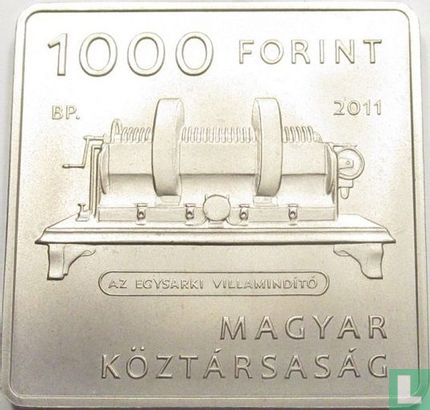 Hongarije 1000 forint 2011 "150th anniversary Invention of the dynamo by Jedlik Ányos" - Afbeelding 1