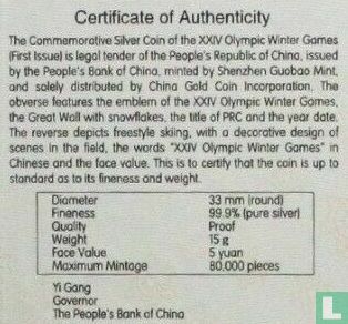China 5 yuan 2022 (PROOF) "Winter Olympics in Beijing - Freestyle skiing" - Image 3
