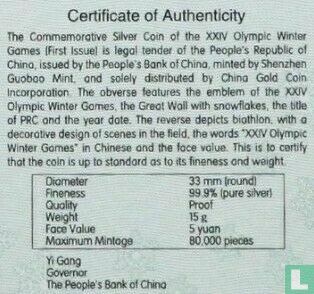 China 5 yuan 2022 (PROOF) "Winter Olympics in Beijing - Biathlon" - Image 3
