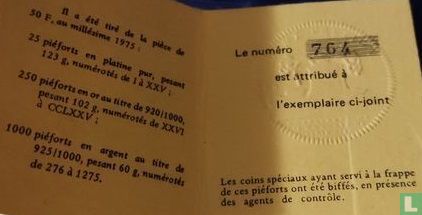 France 50 francs 1975 (Piedfort - silver) - Image 3