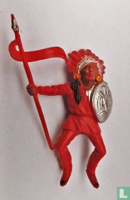 Chef à cheval avec lance et bouclier (rouge)