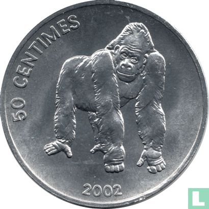 Kongo-Kinshasa 50 Centime 2002 "Gorilla" - Bild 2