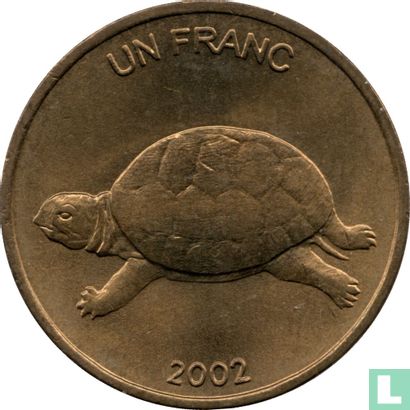 Kongo-Kinshasa 1 Franc 2002 "Turtle" - Bild 2
