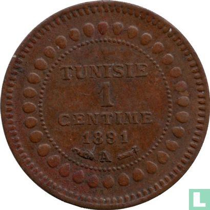Tunisia 1 centime 1891 (AH1308) - Image 1