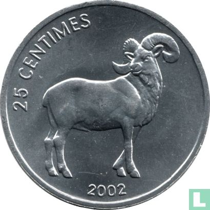 Congo-Kinshasa 25 centimes 2002 "Ram goat" - Afbeelding 2