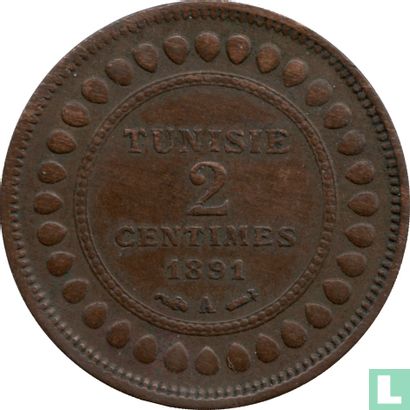 Tunisie 2 centimes 1891 (AH1308) - Image 1