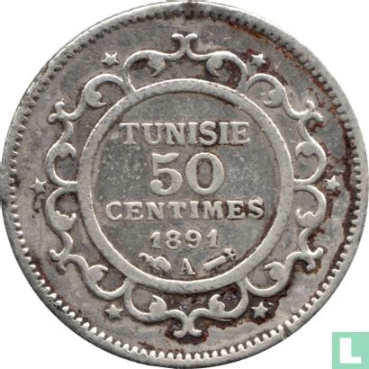 Tunisie 50 centimes 1891 (AH1308) - Image 1