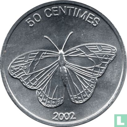 Kongo-Kinshasa 50 Centime 2002 "Butterfly" - Bild 2