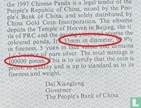 China 5 yuan 1997 (PROOF - kleurloos) "Panda" - Afbeelding 3