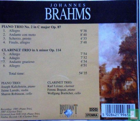 Brahms Clarinet Trio & Piano Trio No. 2 - Afbeelding 2