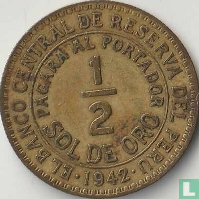Peru ½ sol de oro 1942 (zonder letter - type 1) - Afbeelding 1