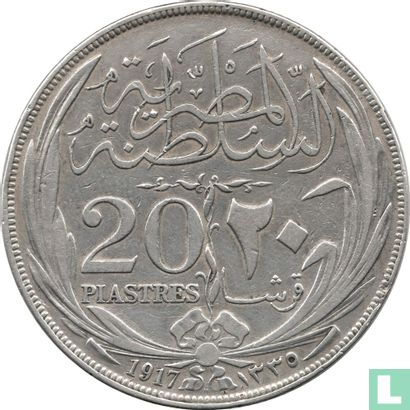 Egypt 20 piastres 1917 (AH1335 - H) - Image 1