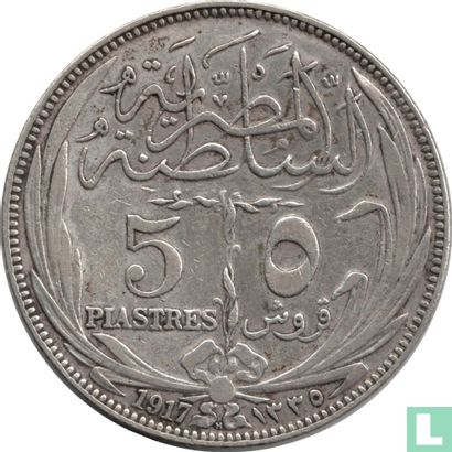 Egypte 5 piastres 1917 (AH1335 - H) - Afbeelding 1