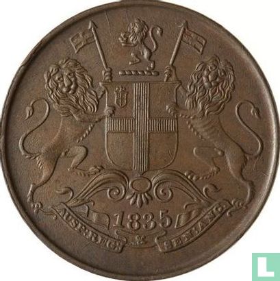 British India ¼ anna 1835 (type 1 - 25.2 mm) - Image 1