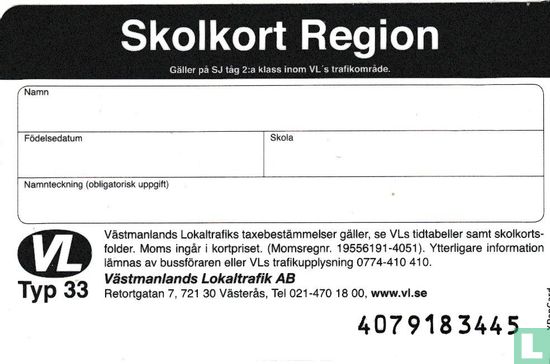 Travelcard Västmanlands Lokaltrafik VL - Image 2