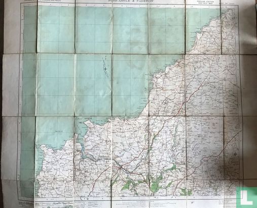 Ordnance survey. Contoured Road map of Boscastle & Padstow - Afbeelding 3