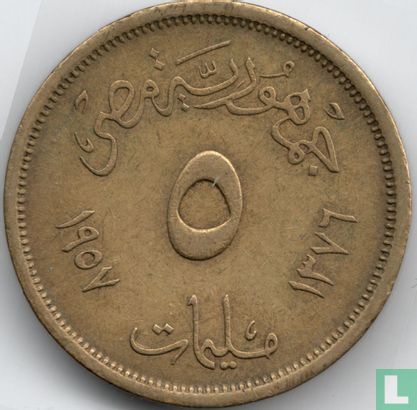 Ägypten 5 Millieme 1957 (AH1376) - Bild 1